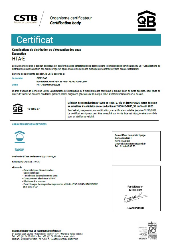 Certificat QB08 Canalisations HTA-E Harfleur